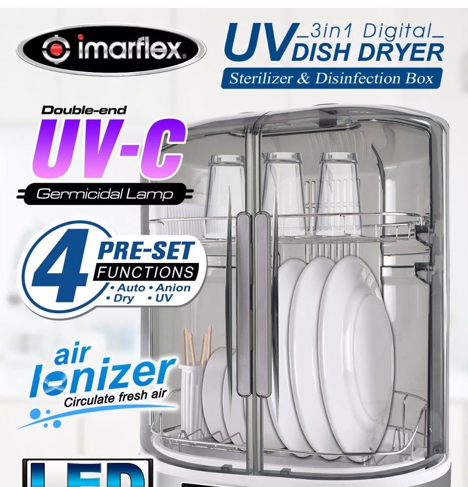 Imarflex 3 in 1 UV Dish Dryer DD-586UV Gray