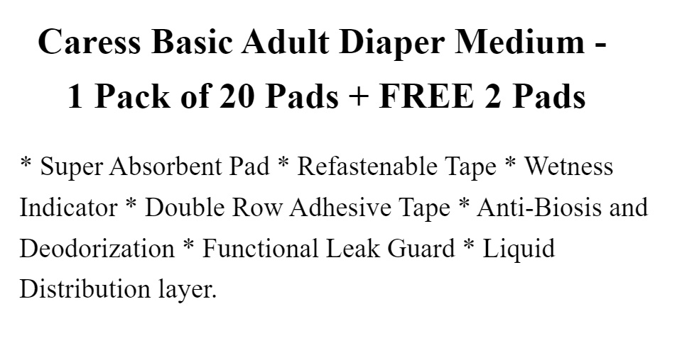 CARESS, Adult Diaper Medium 1 Pad