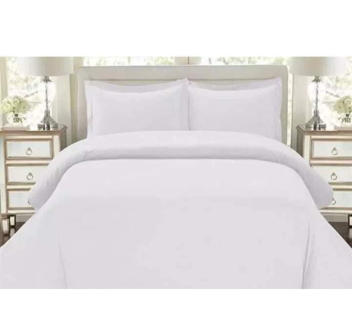 4in1 Cotton Plain White Bedsheet Duvet Cover Linen Collection