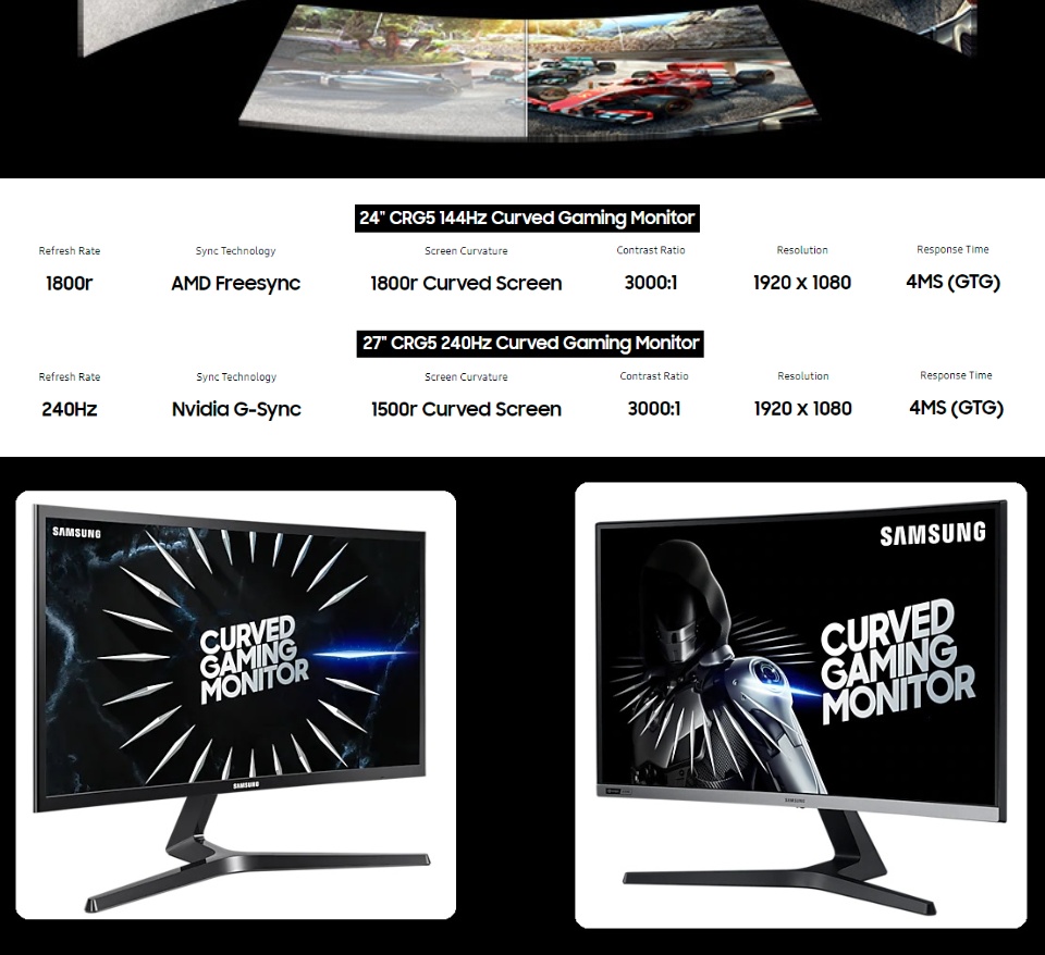240hz Refresh Rate Crg5 240hz Curved Gaming Monitor SAMSUNG 27