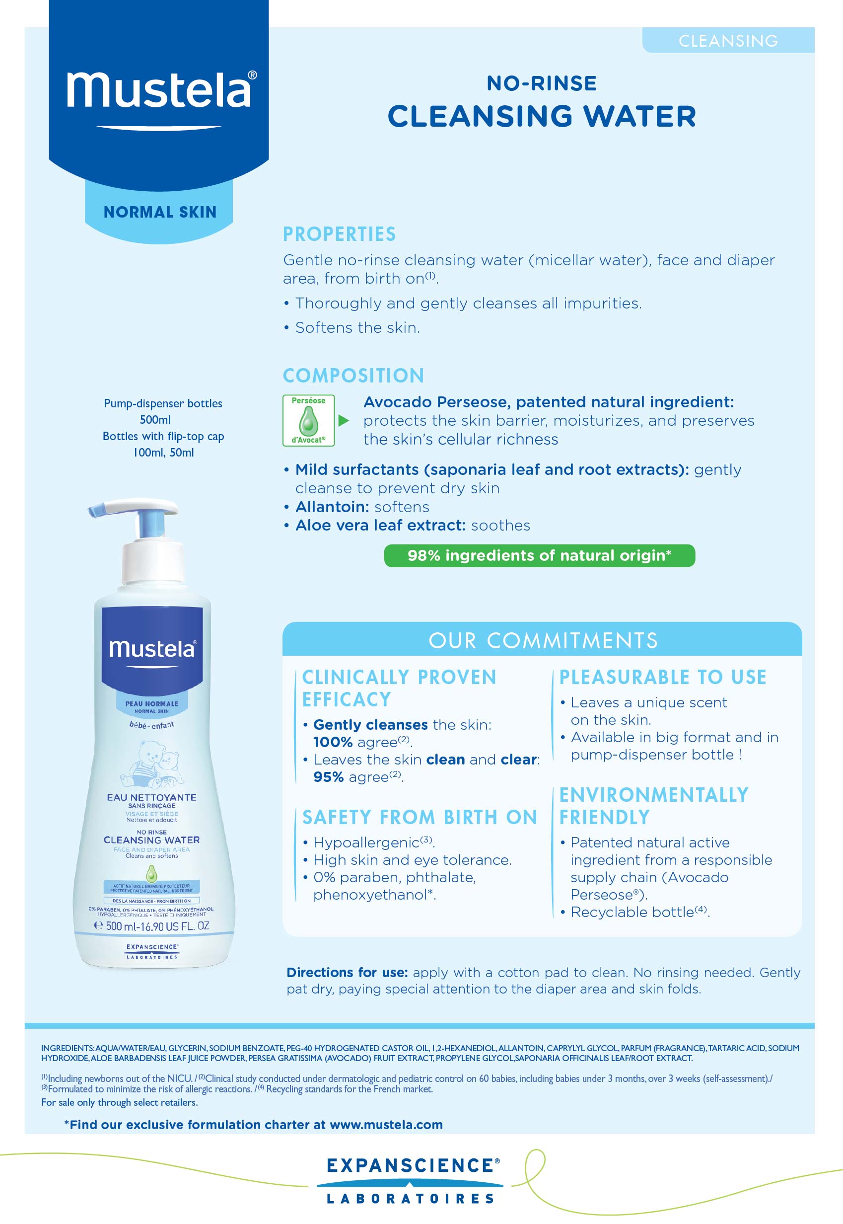 mustela no rinse cleansing water 500ml