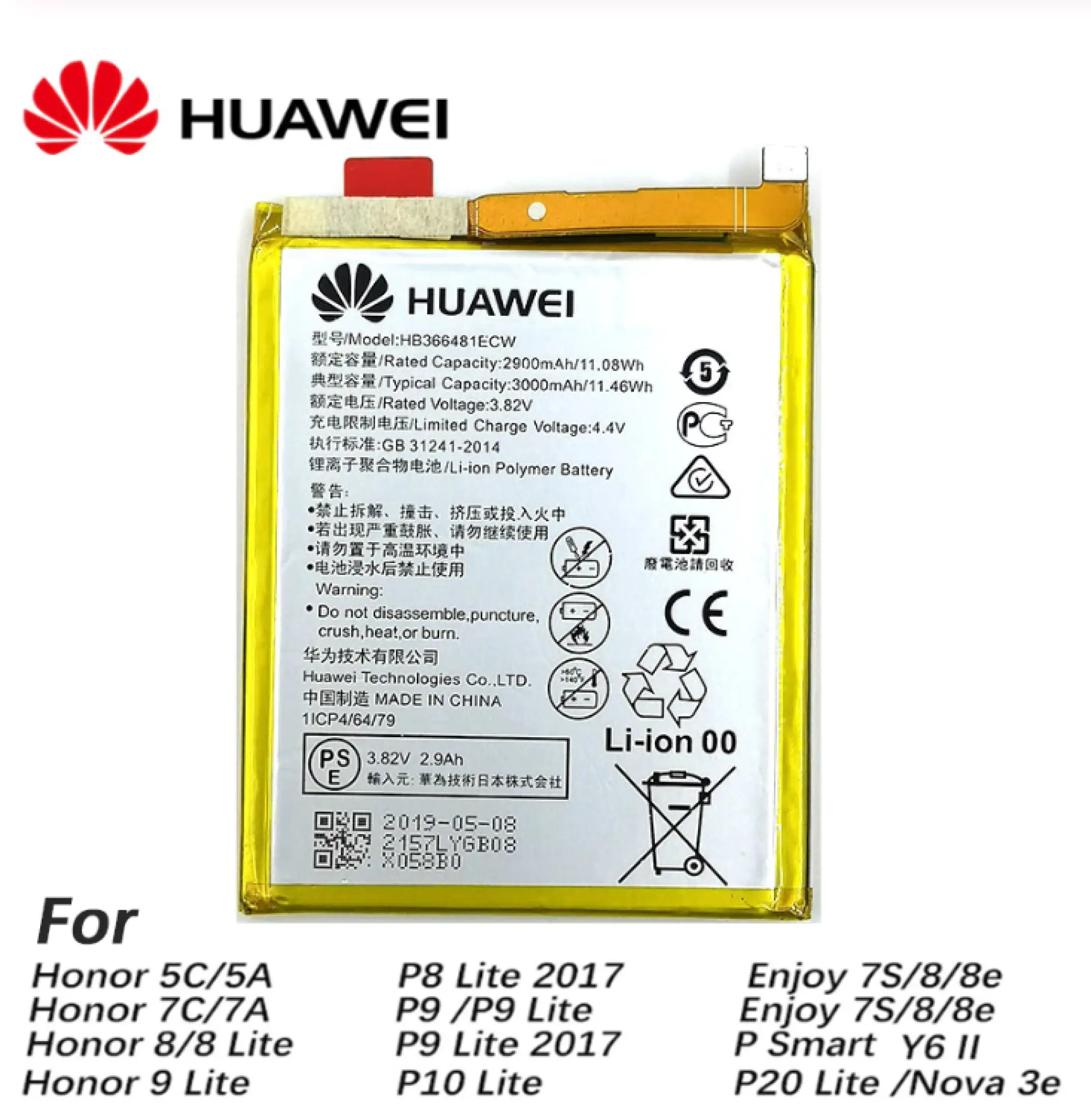 Original Mk Battery For Huawei P10 Lite P9 P9 Lite Honor 8 Gr3 2017 Y6 2018 Battery 100 Original 3000mah Hb366481ecw Battery For Huawei Honor 8 8 9 Lite Honor 5c Ascend P9 Huawei P10 Lite P9