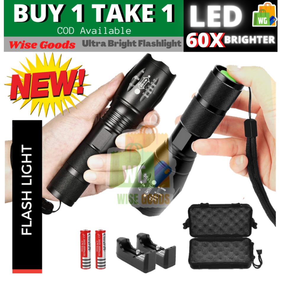 [SALE] Tactical Flashlight Complete SET LED BUY1TAKE1 Wise Goods  Ultrabright High Powered 60x Brighter Flashlight Water Resistant  Rechargeable Flashlight Torch Lamps Powerful Outdoor Hunting Lighting  Telescopic Military Grade Flashlight ...