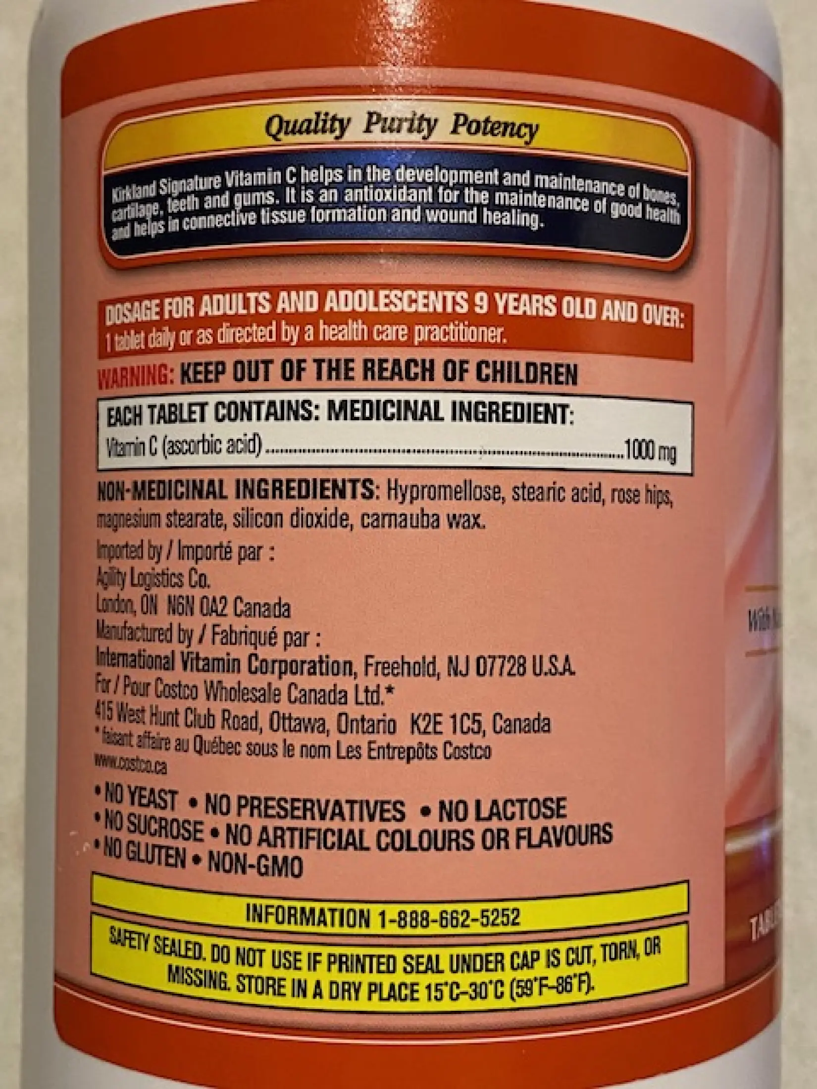 Kirkland Signature Vitamin C 1000mg Timed Release With Natural Rose Hips 500 Tablets Made In Canada Exp 10 23 Lazada Ph
