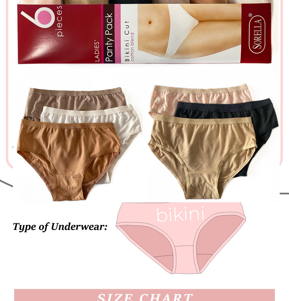 SORELLA 6 in 1 bikini panty pack AO259 fashion womens underwear panty