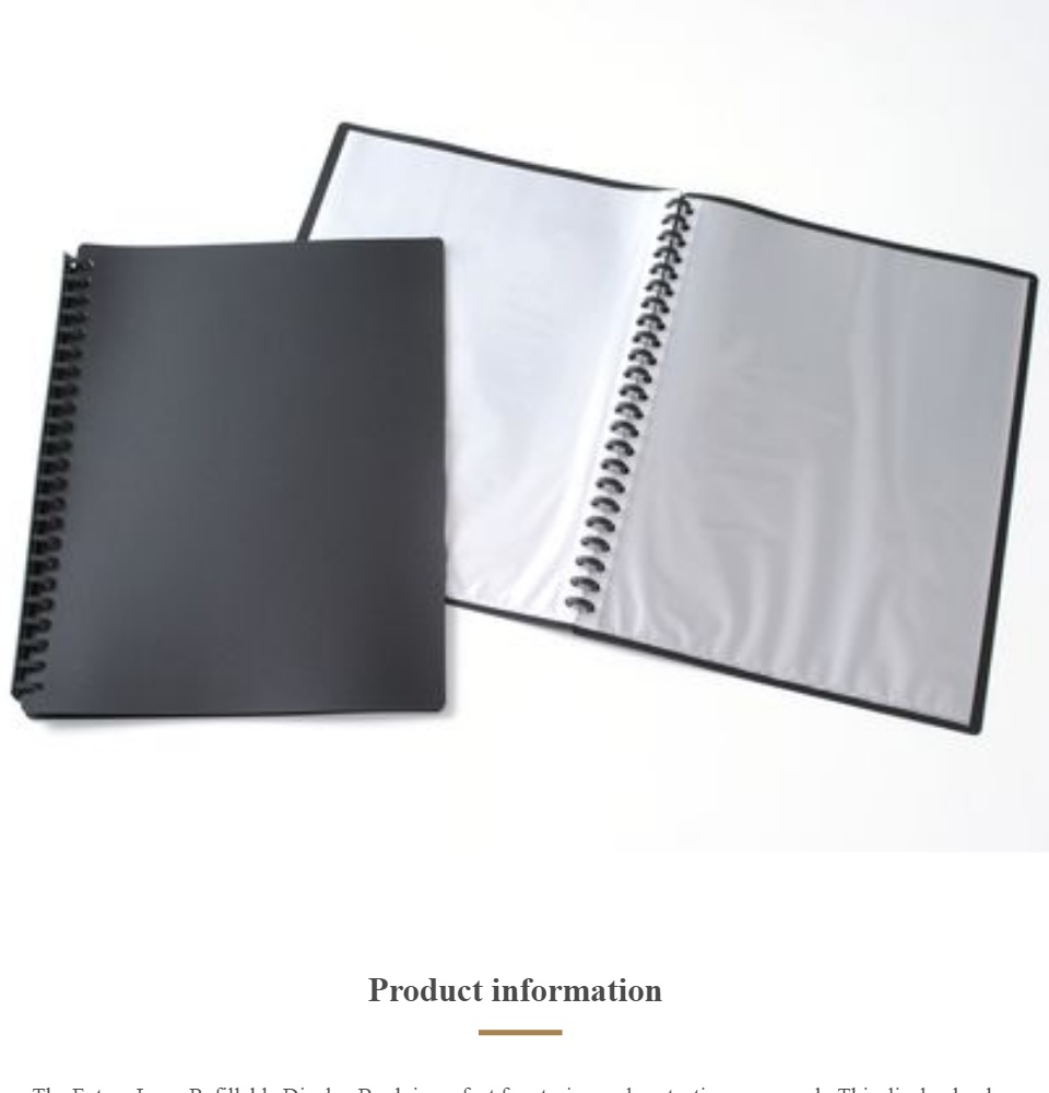 Clear Book Display Book (1) Clearbook Refillable 20 Pockets FC Size Long  Size Black Blue Color [Future Industries]