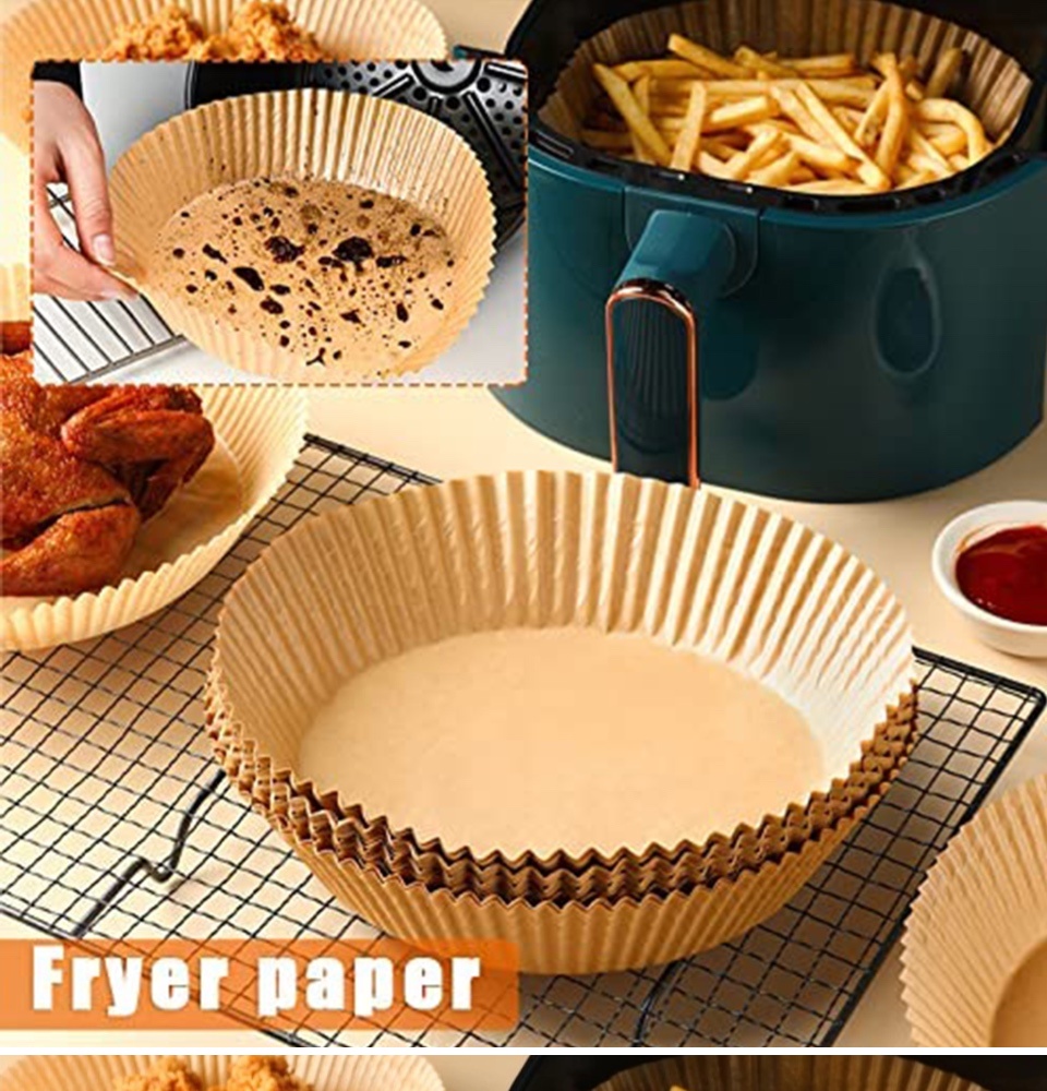 16/20cm Air Fryer Disposable Paper Liner Non-Stick Mat Steamer Round Paper  Baking Mats Kitchen AirFryer Baking Accessories