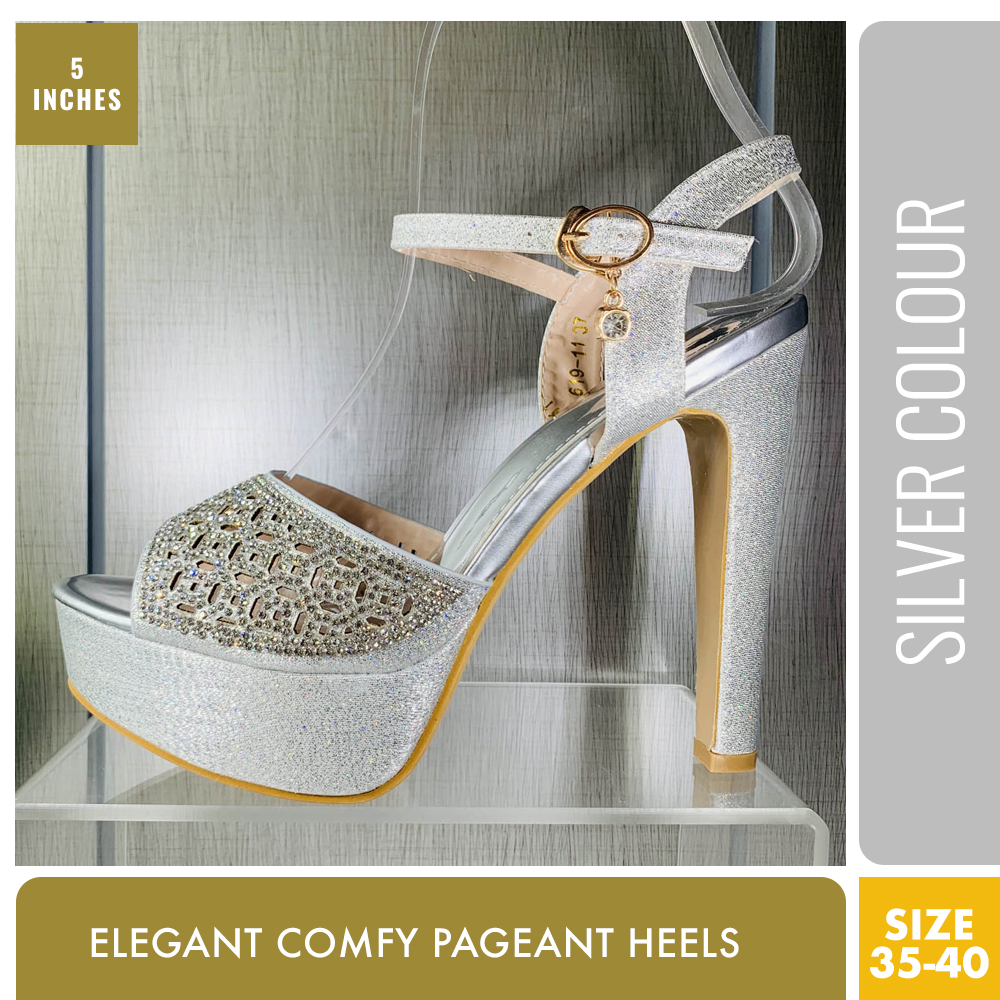 comfy silver heels