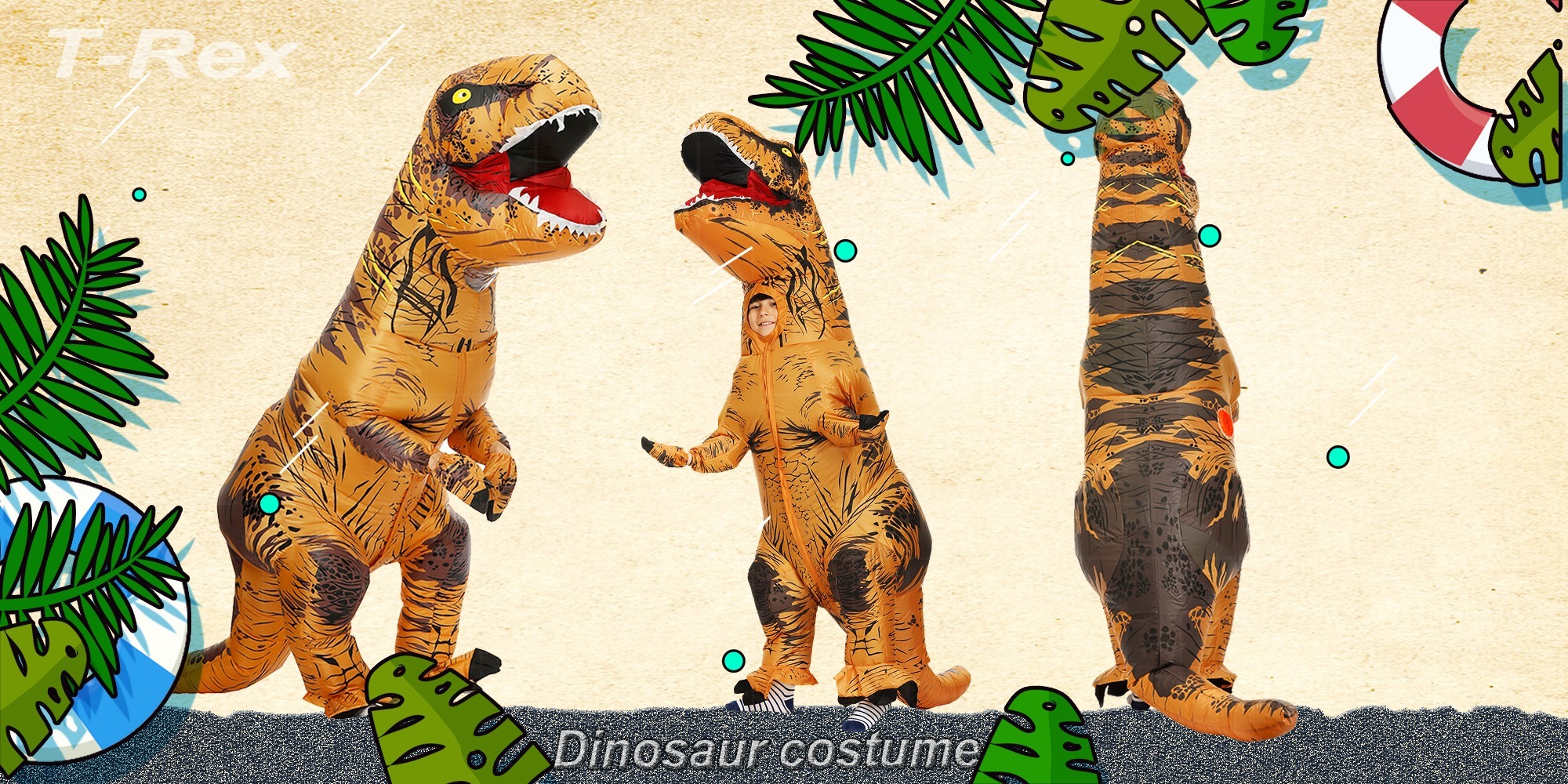 Dinosaur Costumes Inflatable Halloween Fancy Half Body Party Role Play Adult 