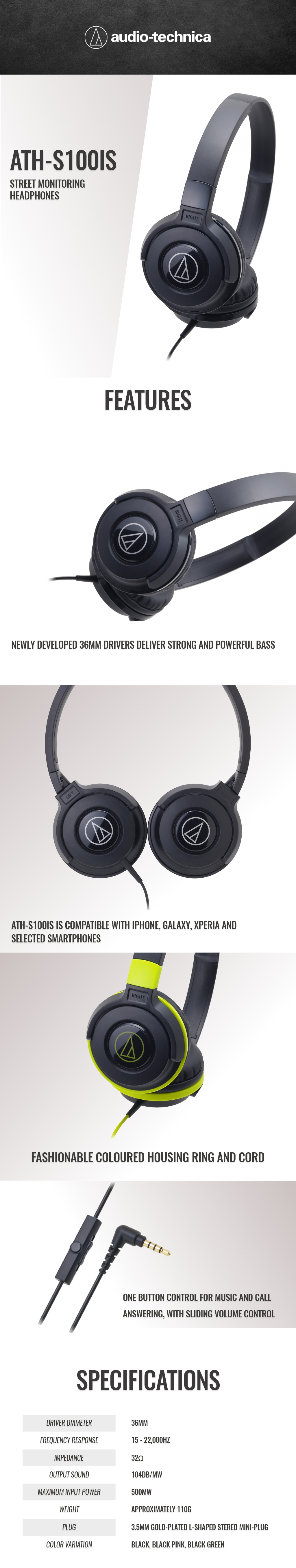 Audio Technica Ath S100is Street Monitoring Headphones Lazada Ph