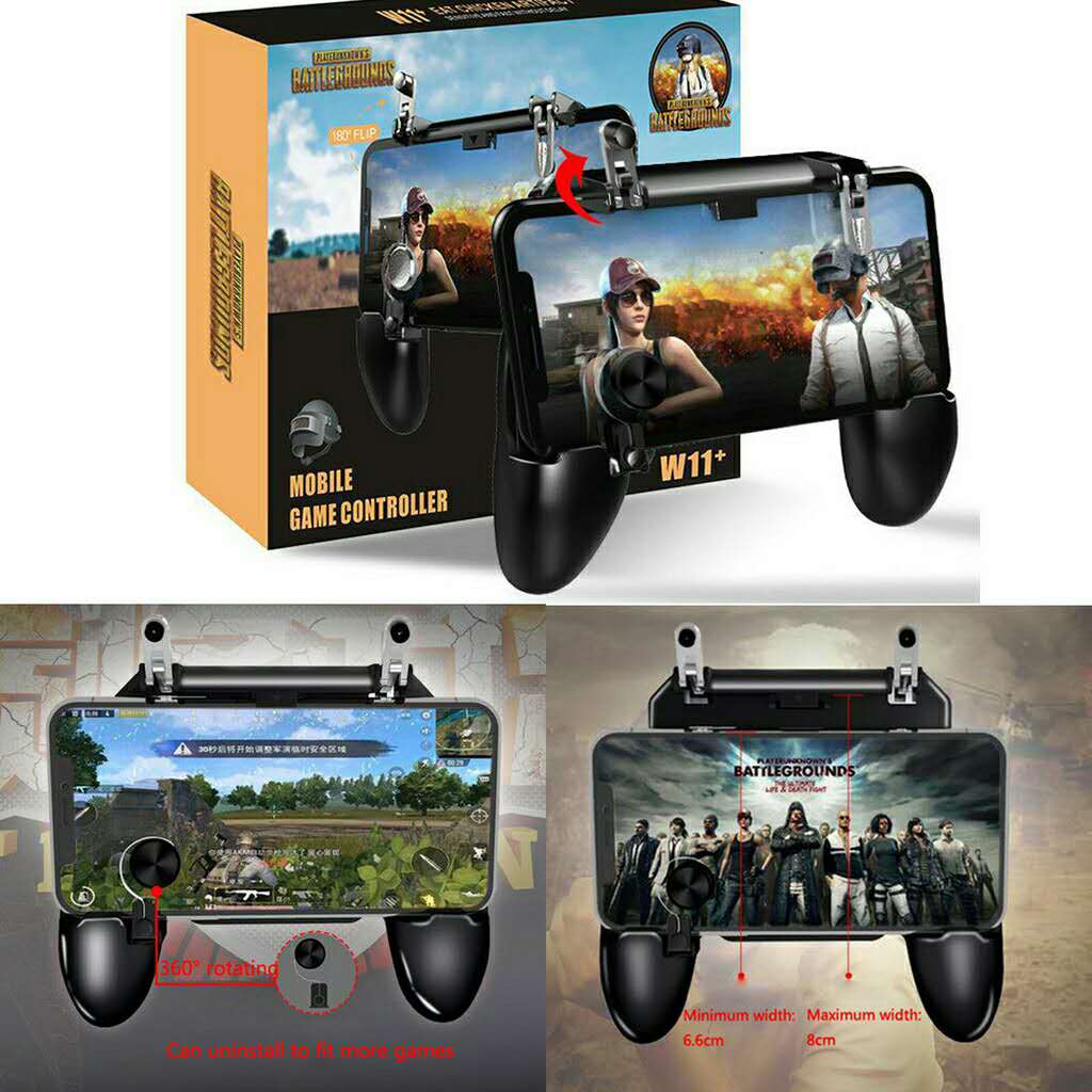 W11+ PUBG Mobile Game Controller Gaming Triggers Shooting Game with  Joystick Controller (Black) - 