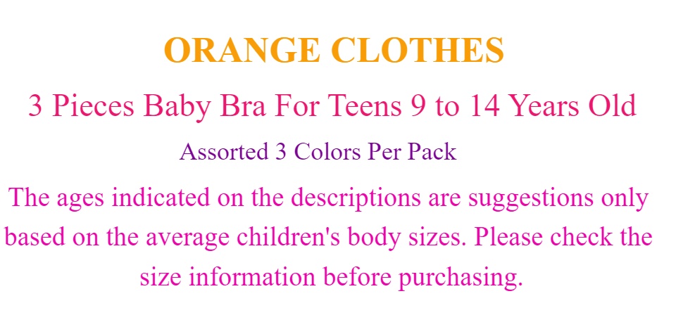 3pcs Sando Bra For Kids And Teens Inner Wear Uniform for Kids Girls 5 to 14  Years Old