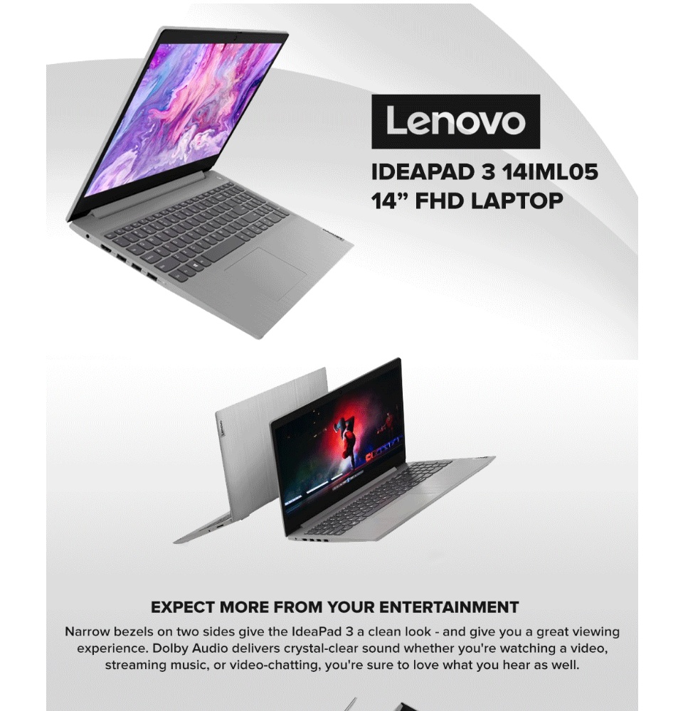 Lenovo Ideapad 3i, 14.0 FHD, Intel Core i5-10210U, 8GB, 512GB SSD,  Platinum Grey, Windows 11 Home, 81WA00Q7US 