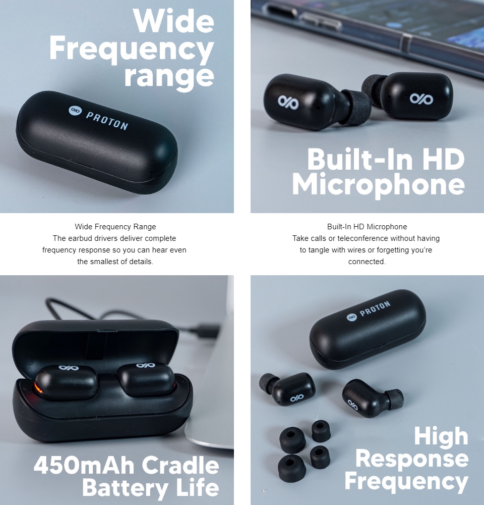 Proton Smart Touch Series True Wireless Earbuds Bluetooth Stereo