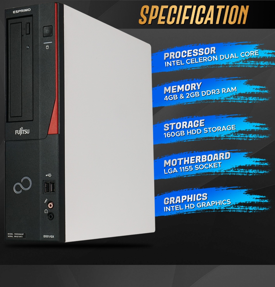 ▼送料無料▼富士通 Esprimo D551/G/Celelon G1610/2GB/HDD250GB/Win10Pro/1円スタート▼0207-5-2 ☆FUJITSU ESPRIMO D551⁄G Celeron G-1610 2.60GHz HDD⁄250GB Win10