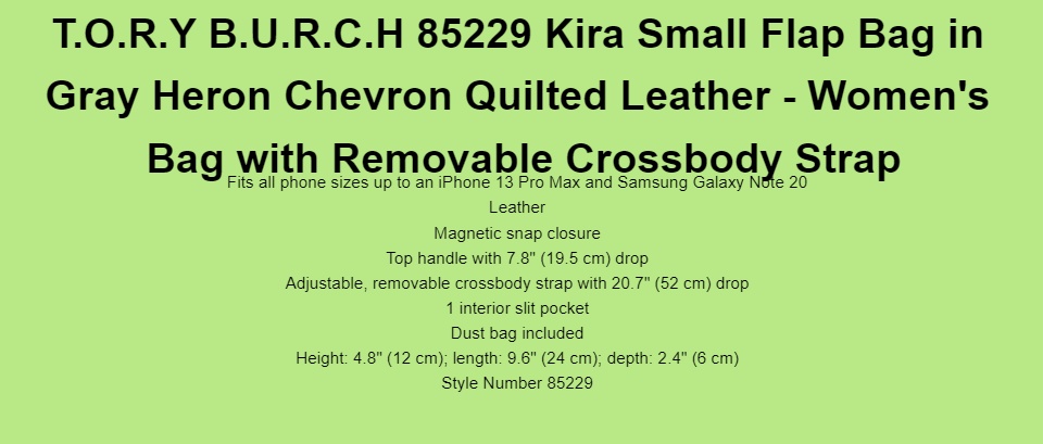 12252 TORY BURCH Kira Chevron Small Flap Shoulder Bag SYCAMORE