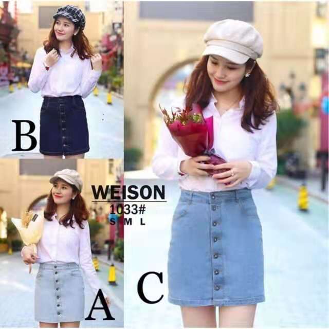 denim skirts in different colors