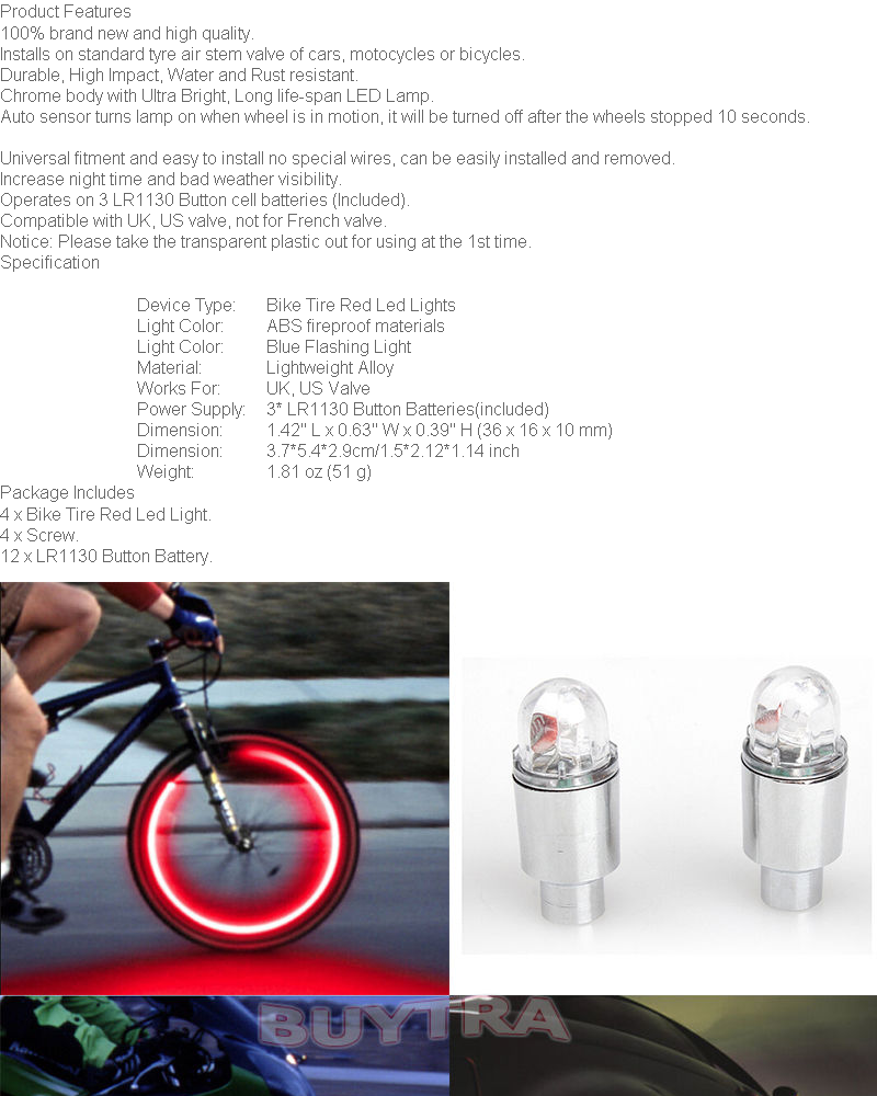 2 Bicycle Bike Tyre Wheel Flash LED Valve Stem Cap Light Blue