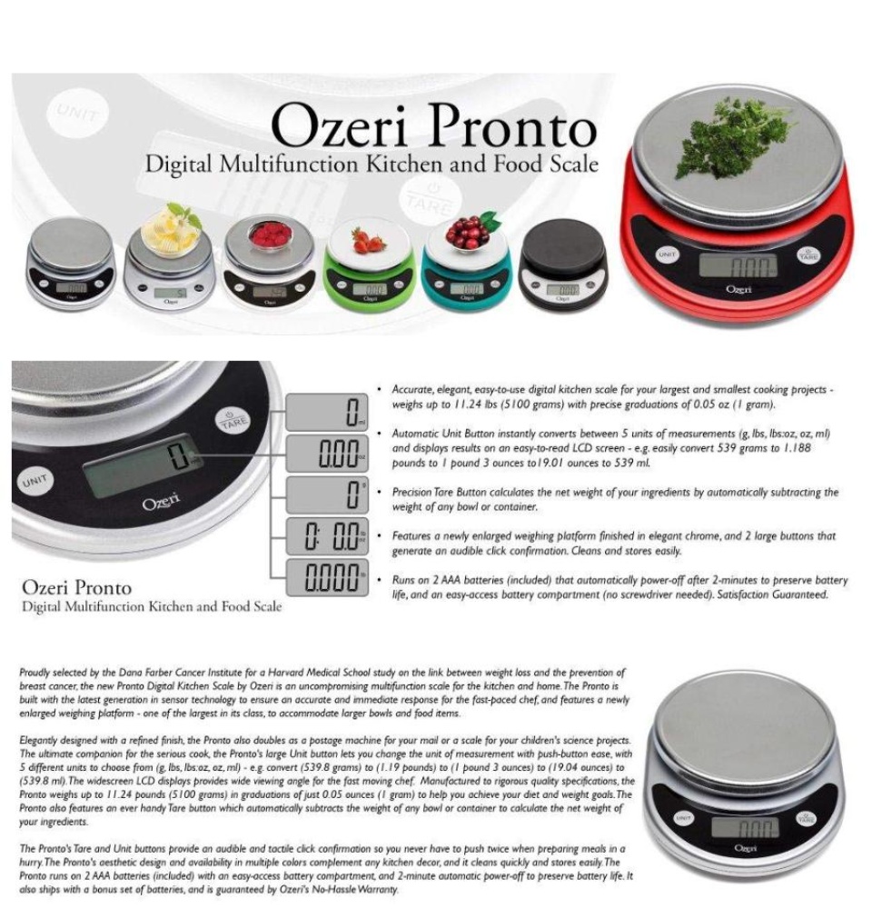 Ozeri Pronto Digital Multifunction Kitchen and Food Scale