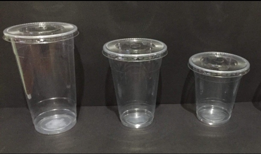 50pcs Plastic Clear cup with flat lid 