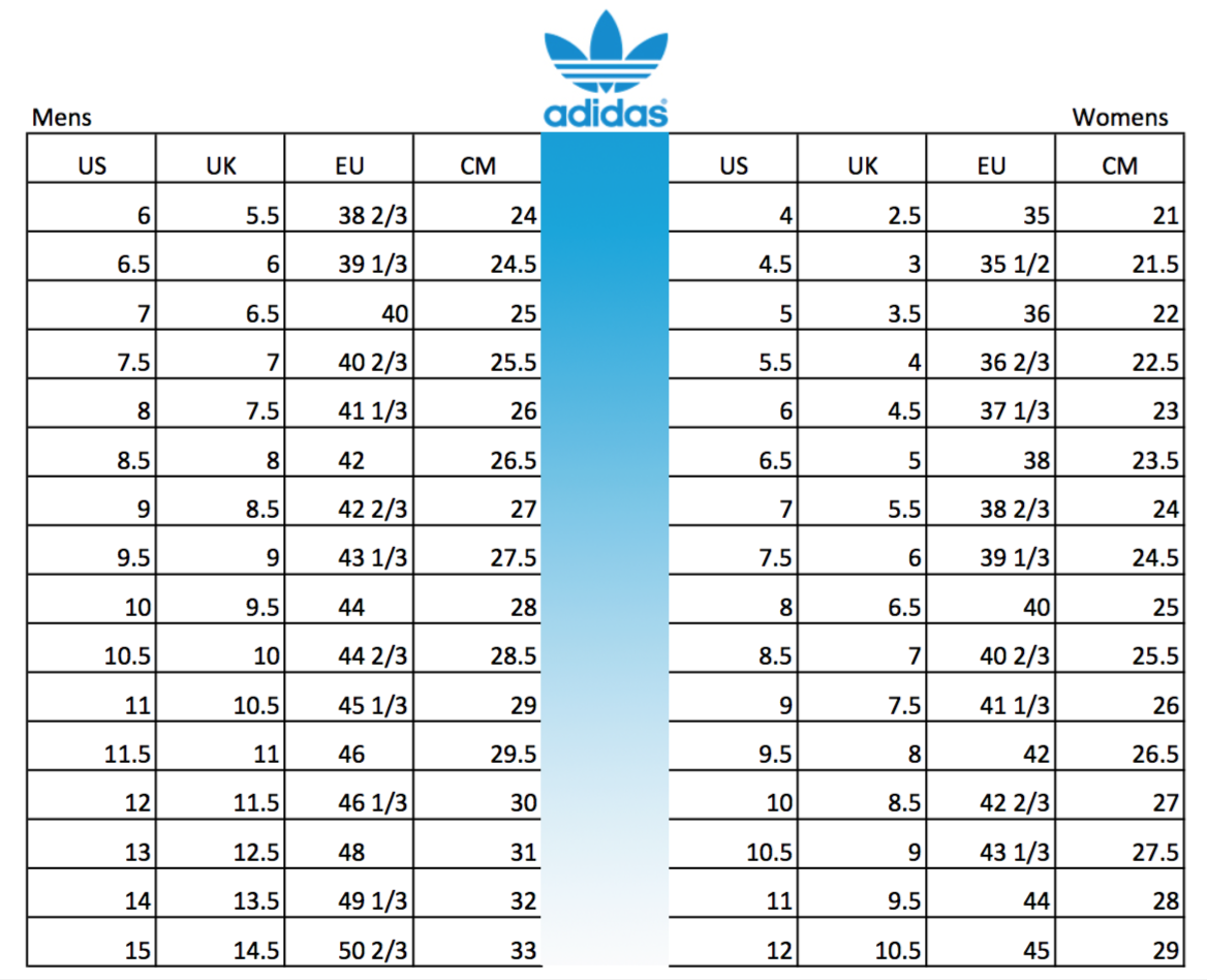 adidas yeezy boost 350 size chart