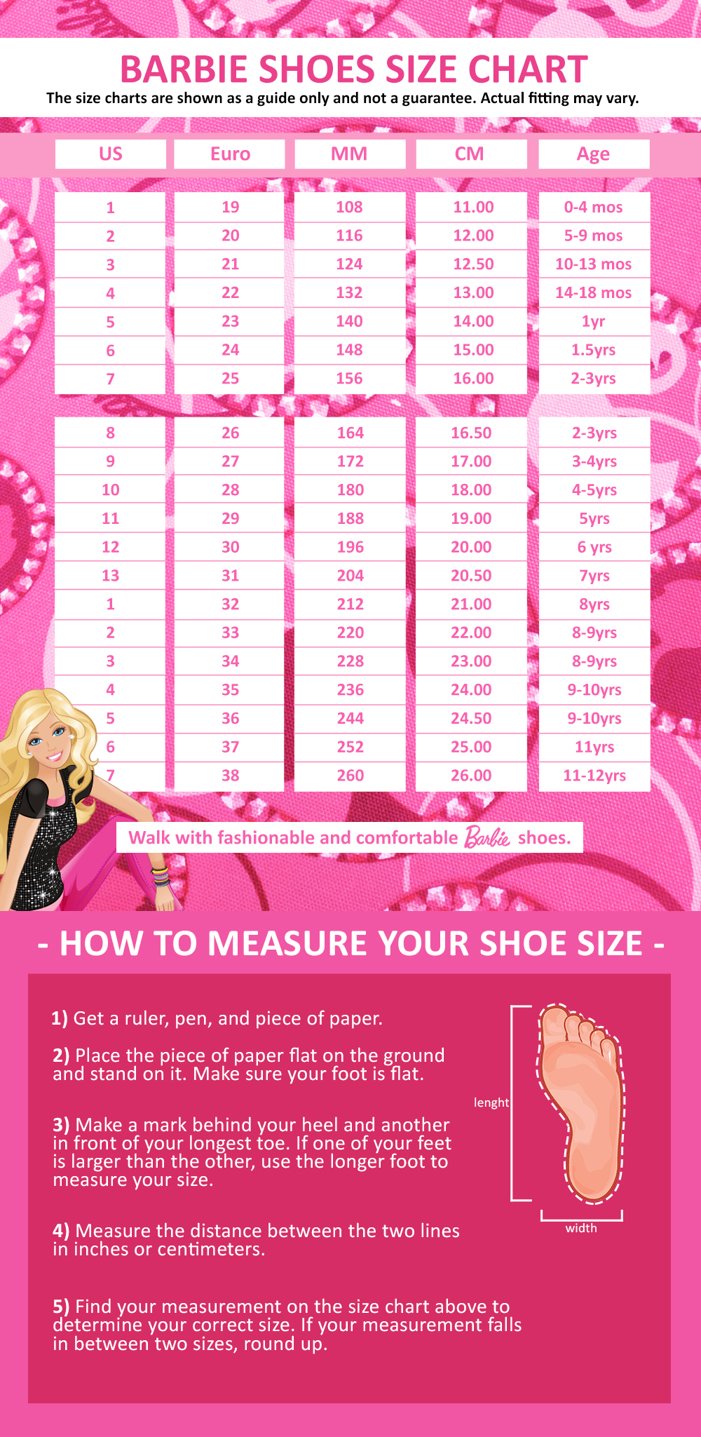 barbie measurements in cm