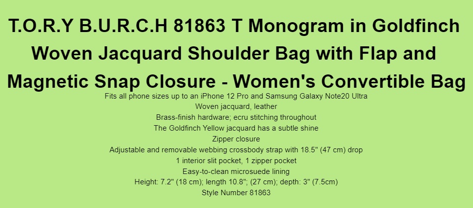 TORY BURCH T MONOGRAM JACQUARD SHOULDER BAG 81863