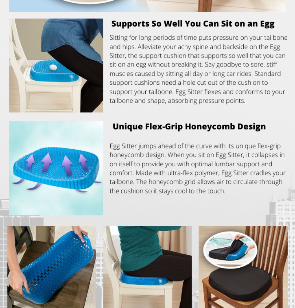  BulbHead Egg Sitter Seat Cushion with Non-Slip Cover,  Breathable Honeycomb Design Absorbs Pressure Points : Office Products