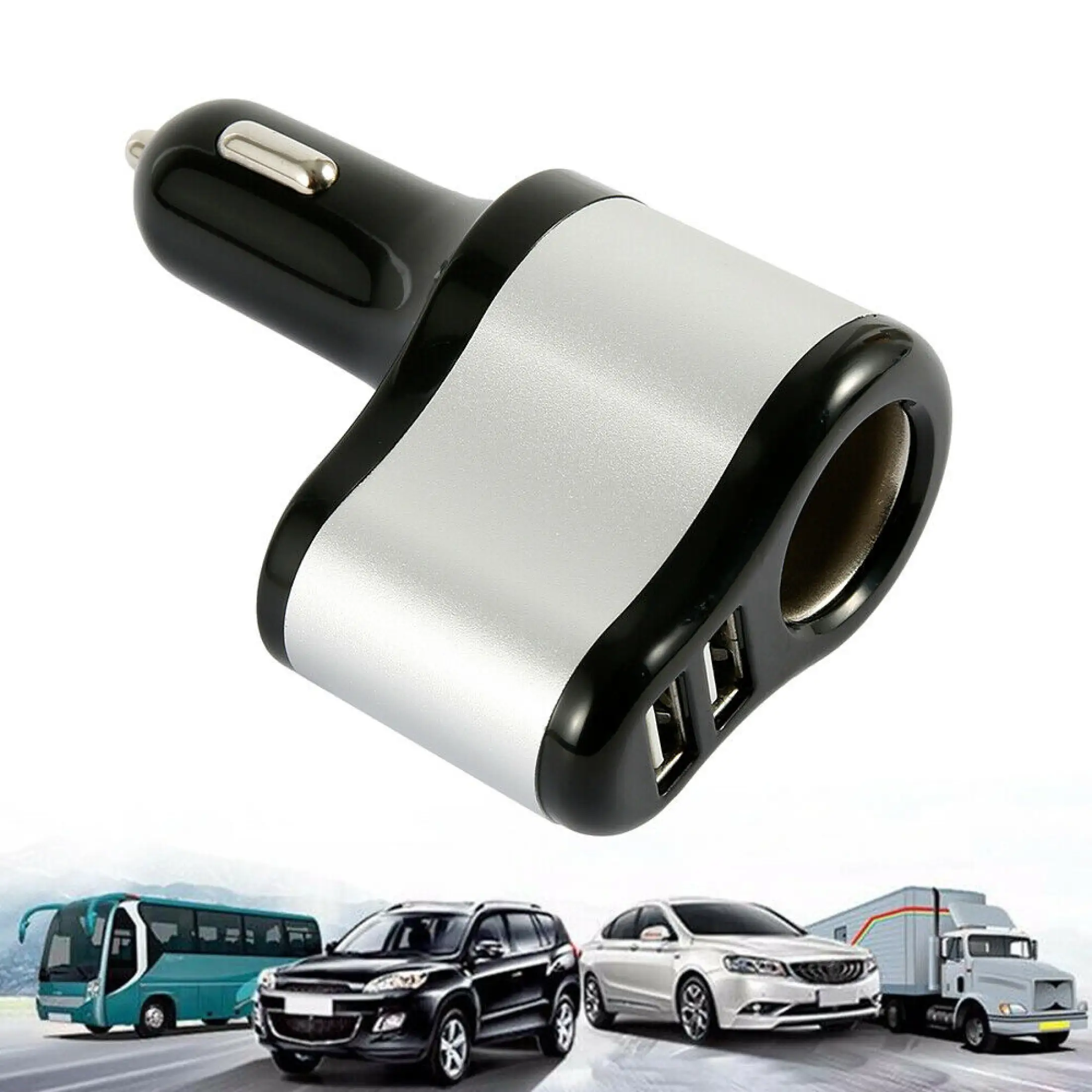 3 In 1 Super Fast Charger 3 1a Dual Usb And Cig Lighter Car Charger Adapter Universal Mobile Fast For 12 24v Input 5v Dc 3 1a Output With Charge Protection Function With 1 Socket Cig Lighter