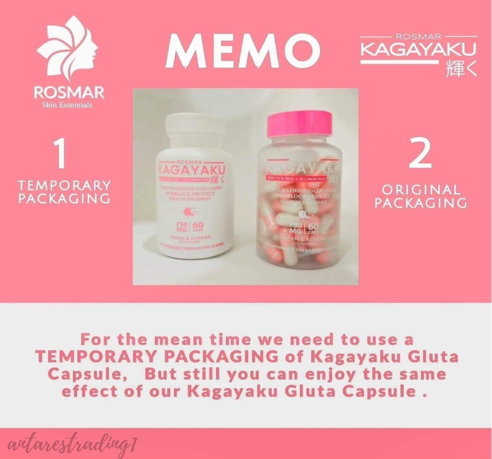 Best Seller ORIGINAL ROSMAR KAGAYAKU GLUTA CAPSULE 60 Capsules x 750MG | FDA  Approved | Skin Whitening Capsules | Whitening & Slimming | Collagen | L-  Glutathione | Rosmar Slimming & Whitening