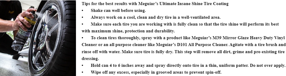 Meguiar's Ultimate Insane Shine Tire Coating – Soaking Wet-Look