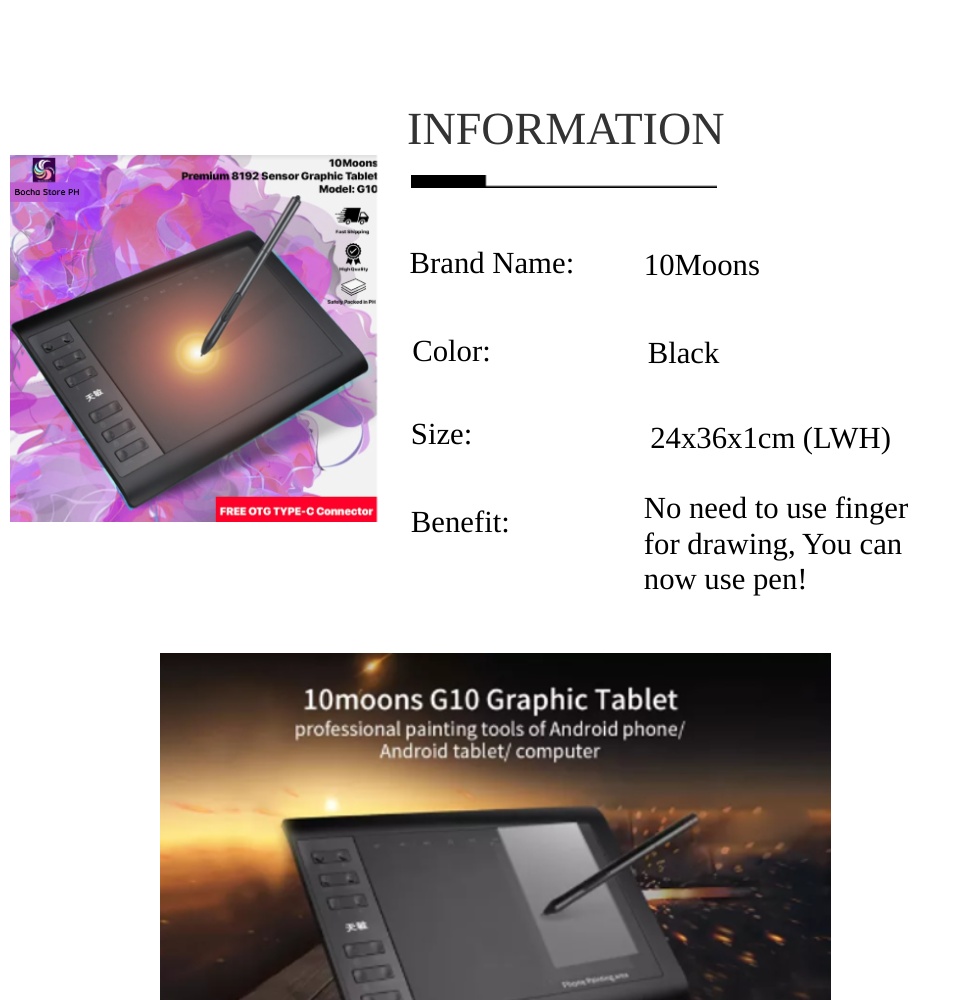 10moons 1060 Plus 10moons G10 Graphic Tablet 10Moons G10 Digital - Main Image