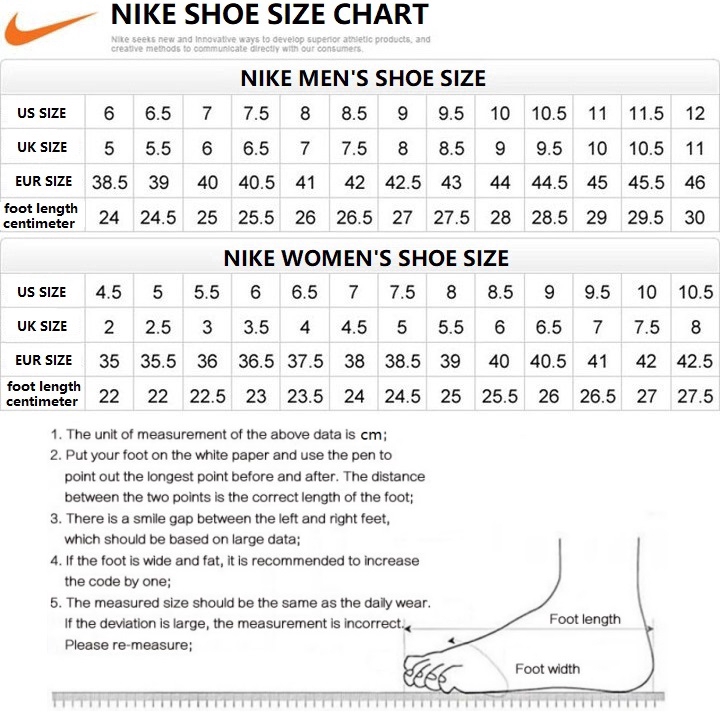 nike men's sizes compared to women's