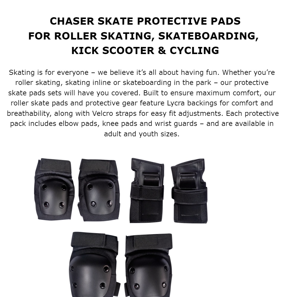 Chaser Skate Protective Set Knee Elbow and Wrist Pads Sports Protective  Gear Set(E028) Small to Large