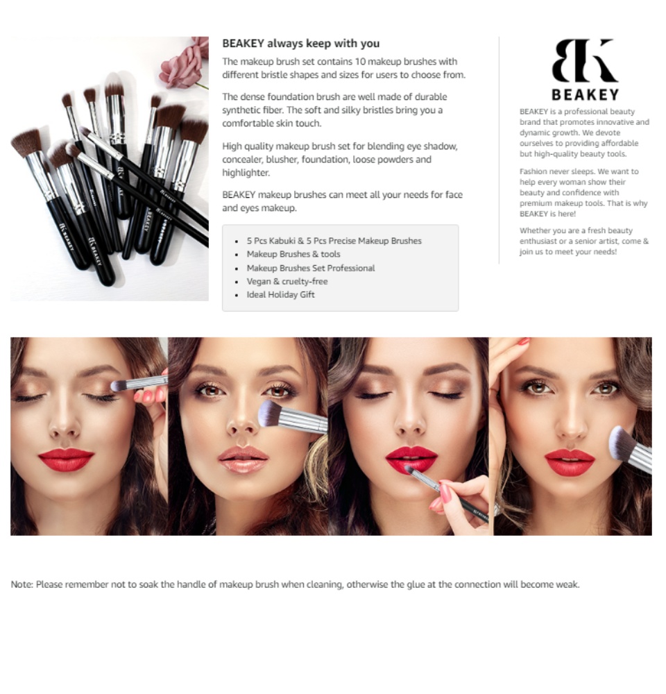 Beakey Makeup Brush Set Premium Synthetic Kabuki Foundation Face Powder Blush
