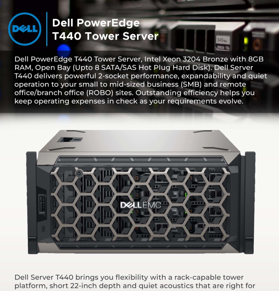 Dell EMC PowerEdge T440 Tower Server Bronze 3204 (6 cores
