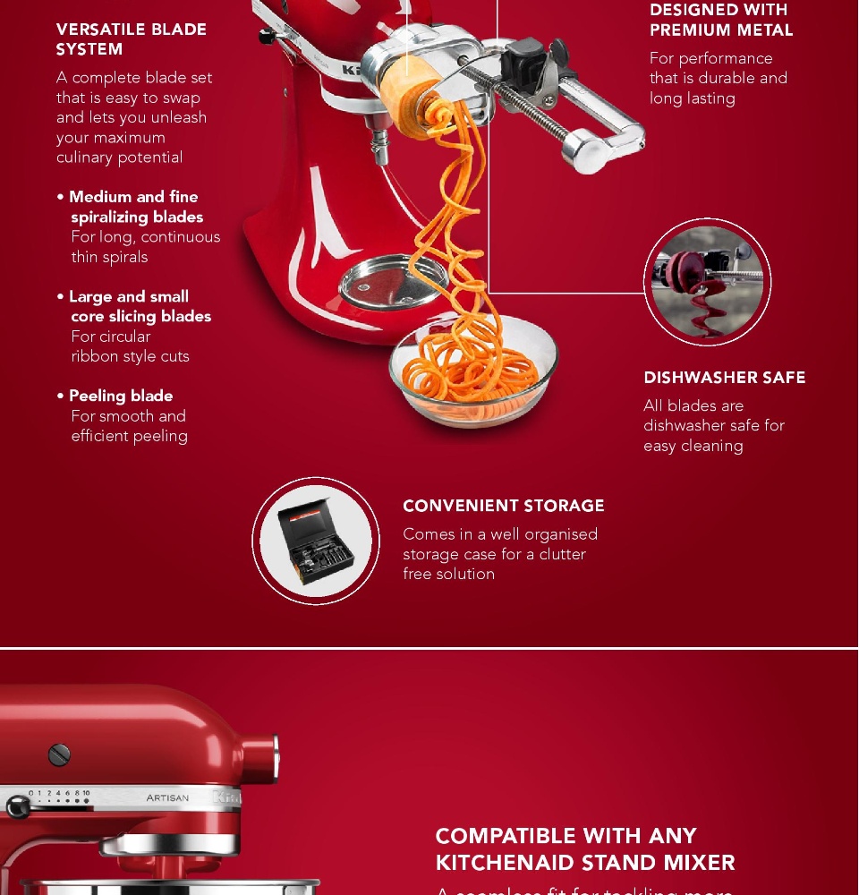 KitchenAid 5 Blade Spiralizer with Peel, Core and Slice Stand Mixer  Attachment - Shop Kitchen & Dining at H-E-B