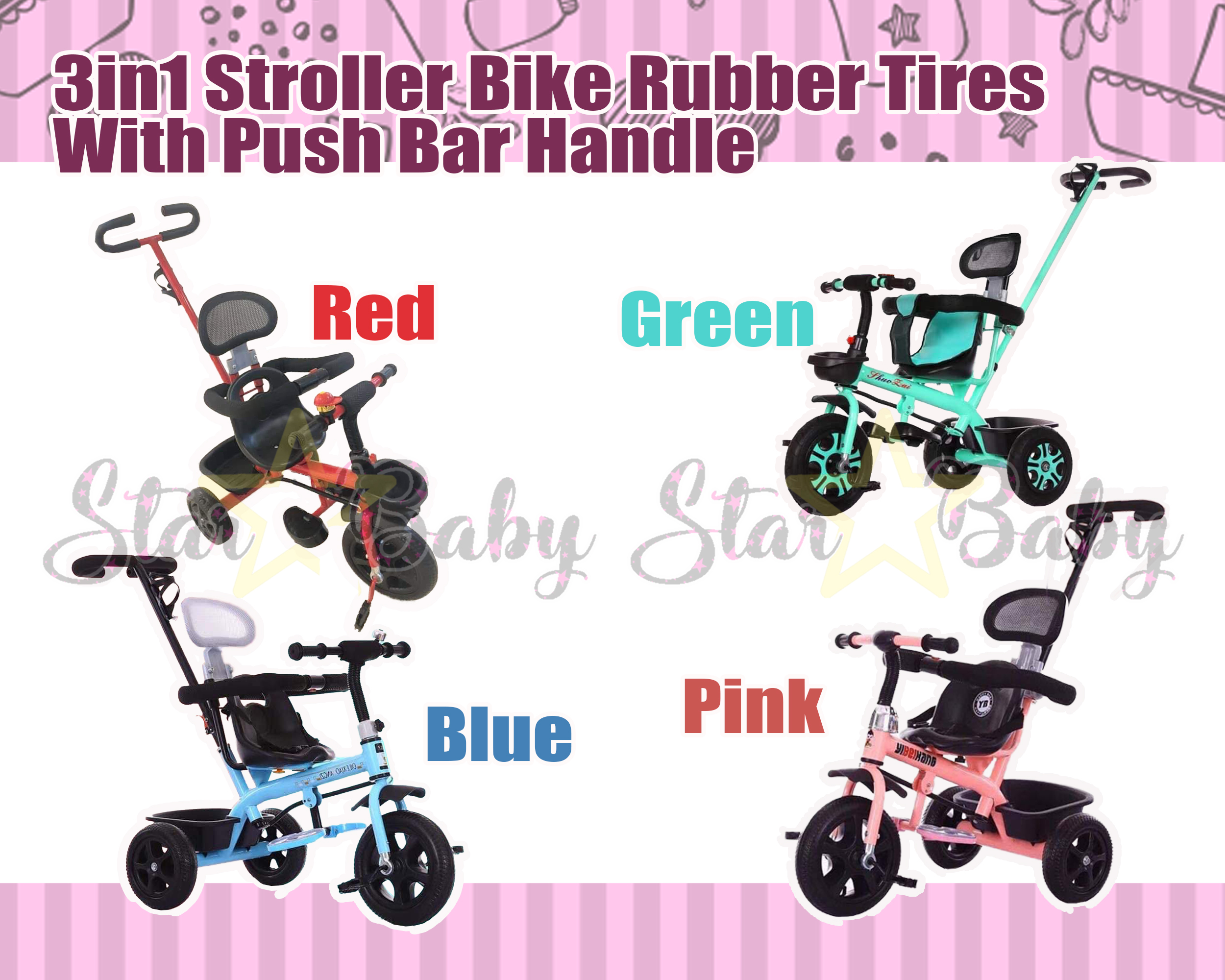 tricycle stroller with rubber wheels