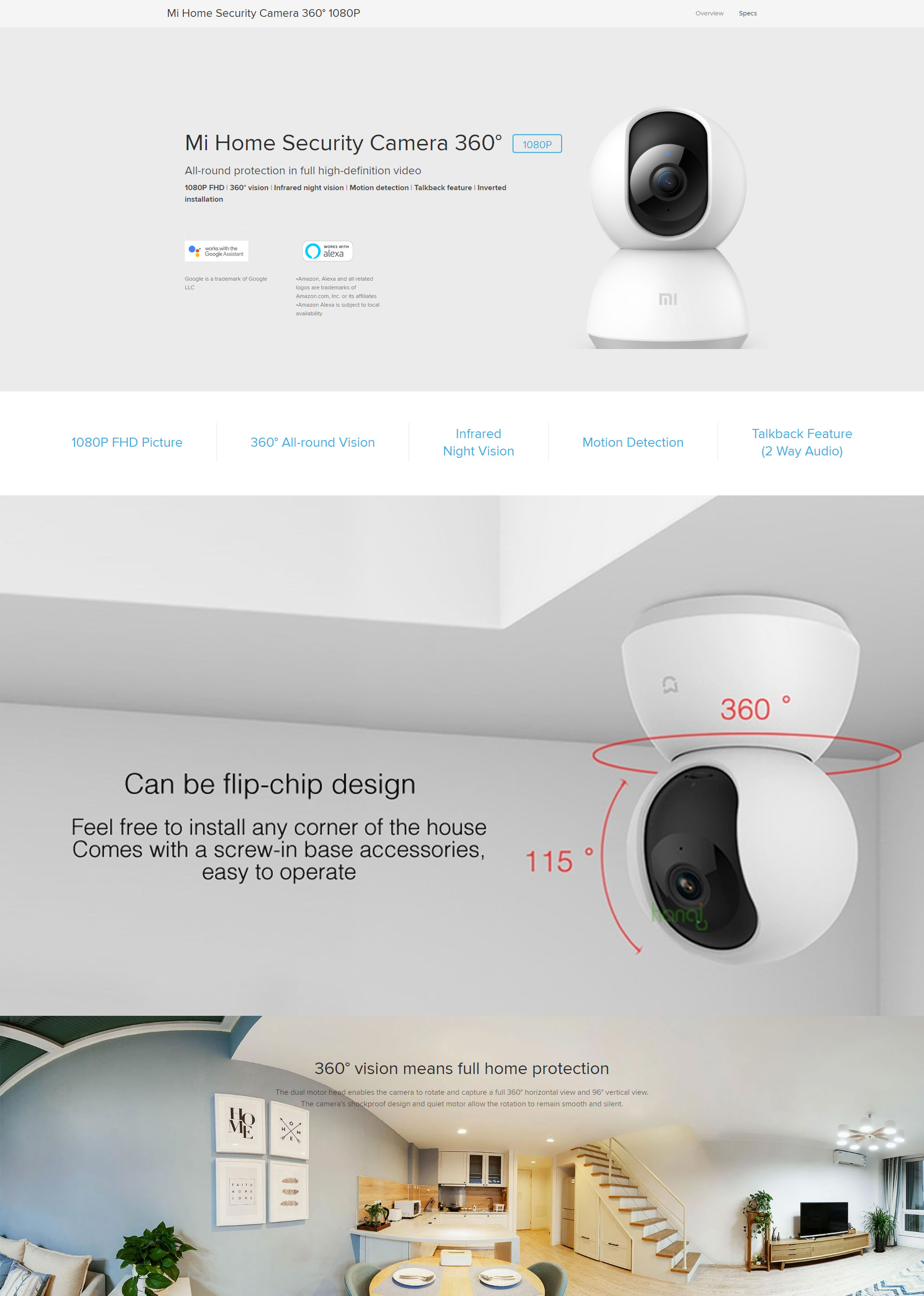 mi home security camera 360 google home