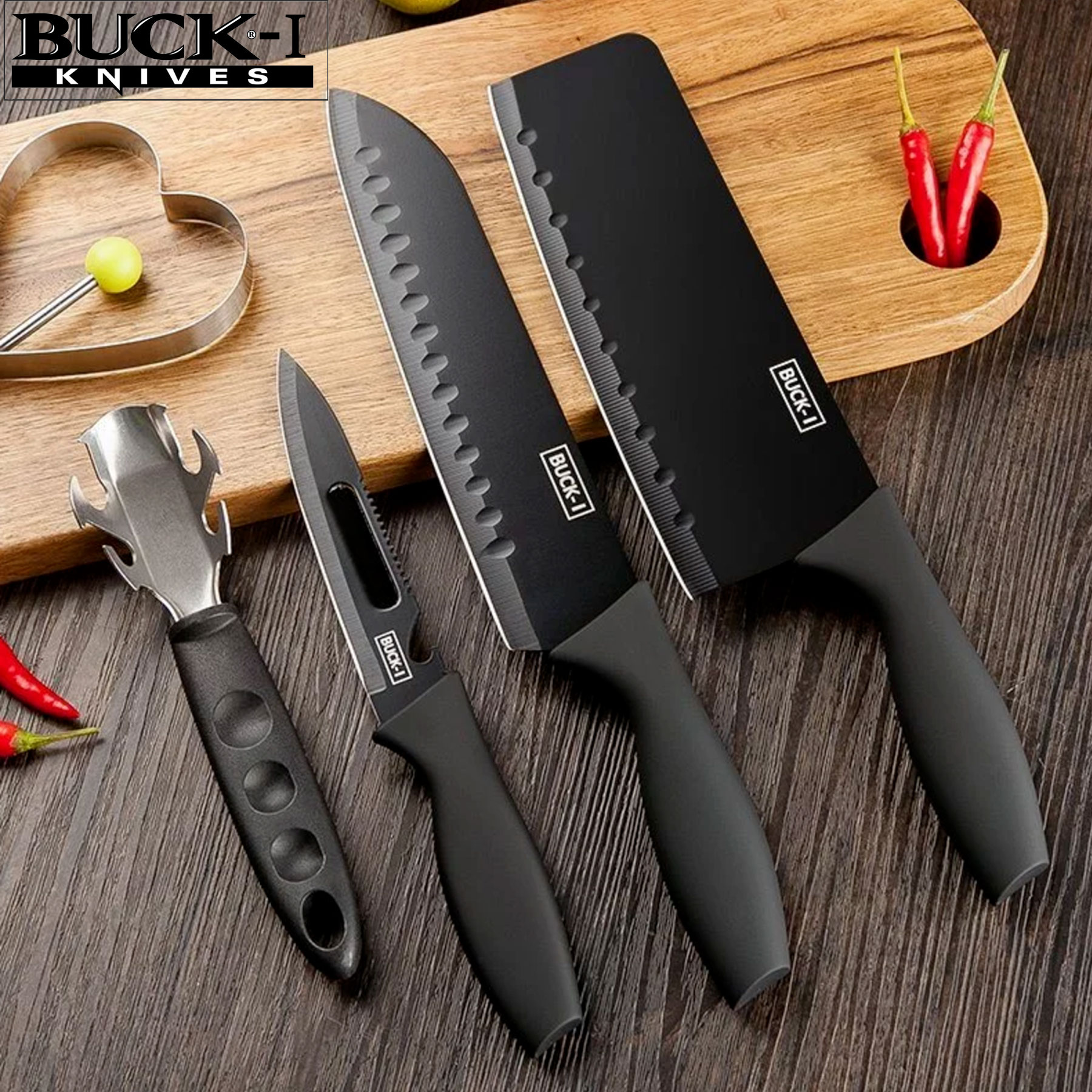 Buck I Stainless Steel Multifunction Kitchen Knife Sets 5 Piece