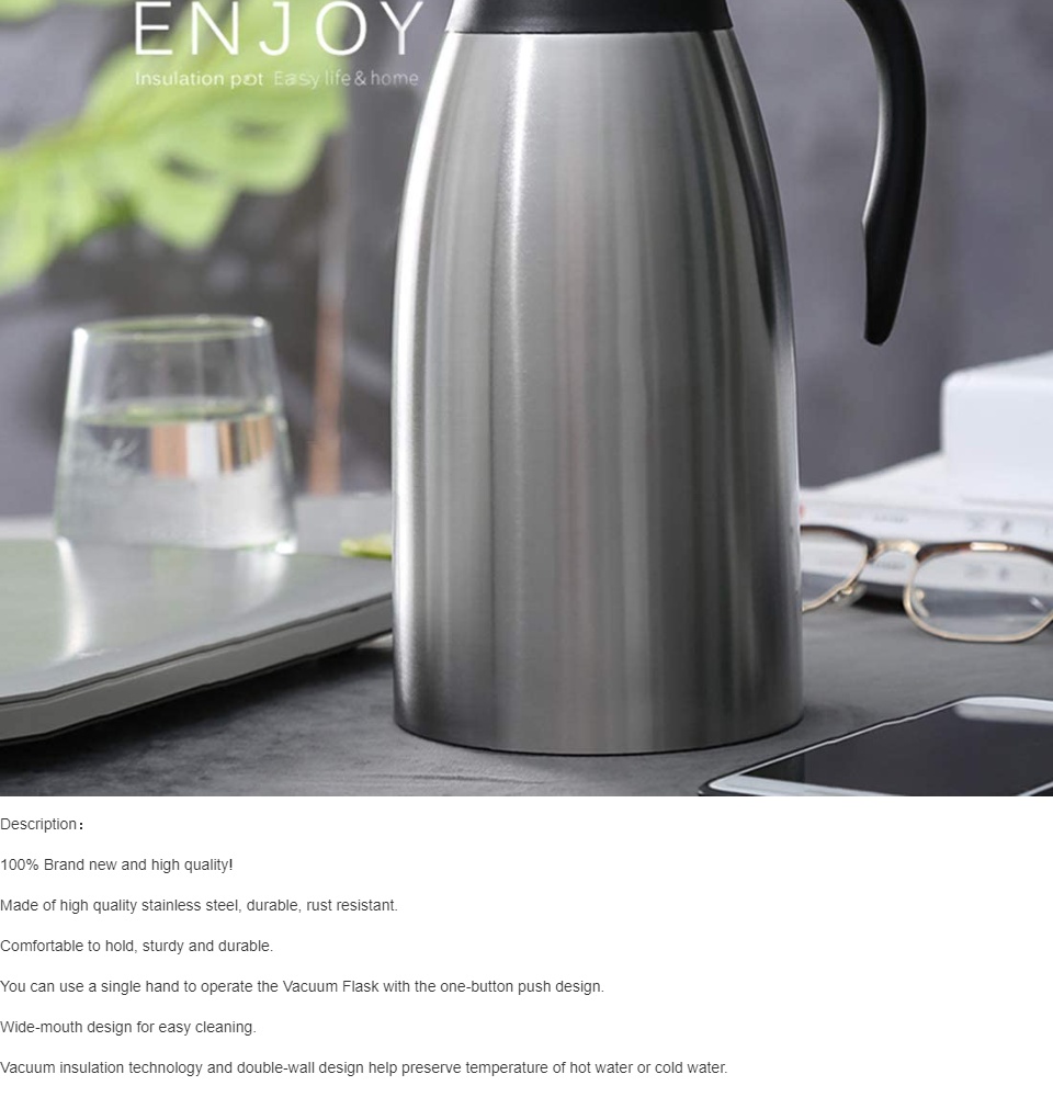 1pc European Style Home Insulation Kettle Hot Water Bottle Vacuum Coffee Insulation  Kettle 304 Stainless Steel Kettle, High-quality & Affordable