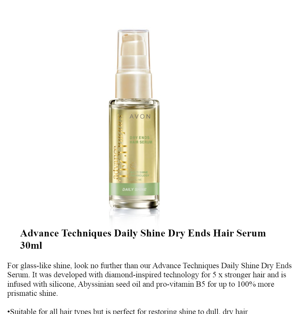 Avon Advance Techniques Absolute Nourishent Argan Hair Seru 30l