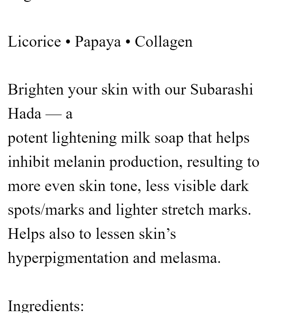 Dear Face - Subarashii Hada Licorice Papaya Collagen Soap 70 grams