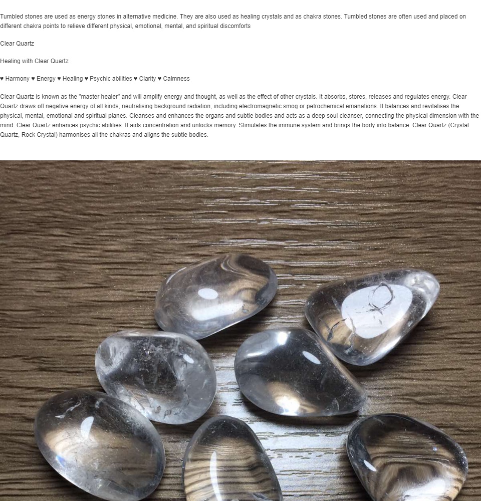 Clear Quartz Crystals Polished Tumbled Stones 18-20mm Raw stone