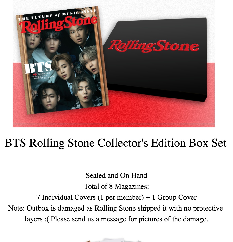 BTS Rolling Stone ローリングストーン コレクターズボックス BTS rollingstone Box アメリカ版 BTS Rolling Stone Collector's