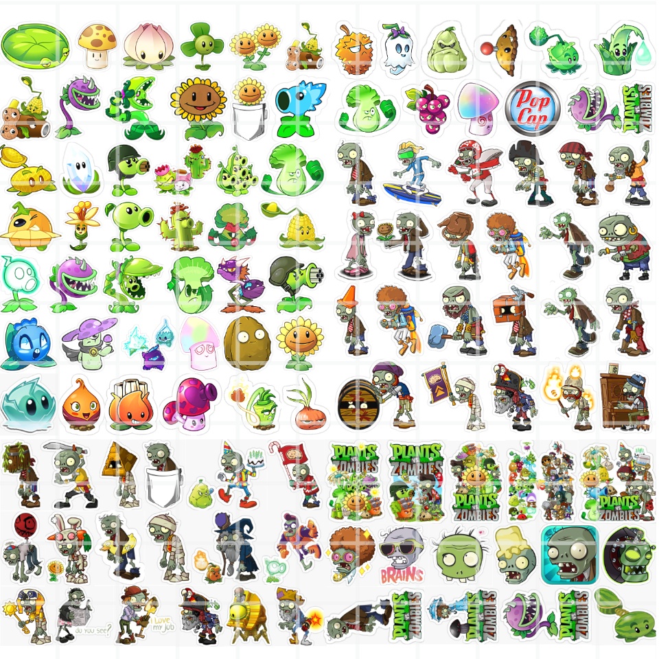 100/50/15 pcs Plants Vs Zombies Graffiti Deco Stickers + Free 2023