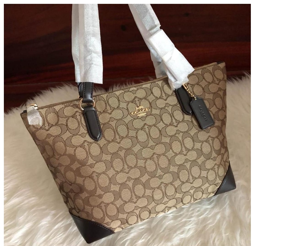 ORIGINAL COACH ZIP TOP TOTE IN SIGNATURE JACQUARD COACH F29958 KHAKI BROWN IMITATION GOLD Lazada PH