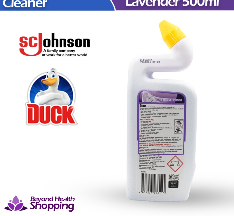 Duck Toilet Bowl Cleaner Deep Action Gel (500ml) Lavender Deep Reach U