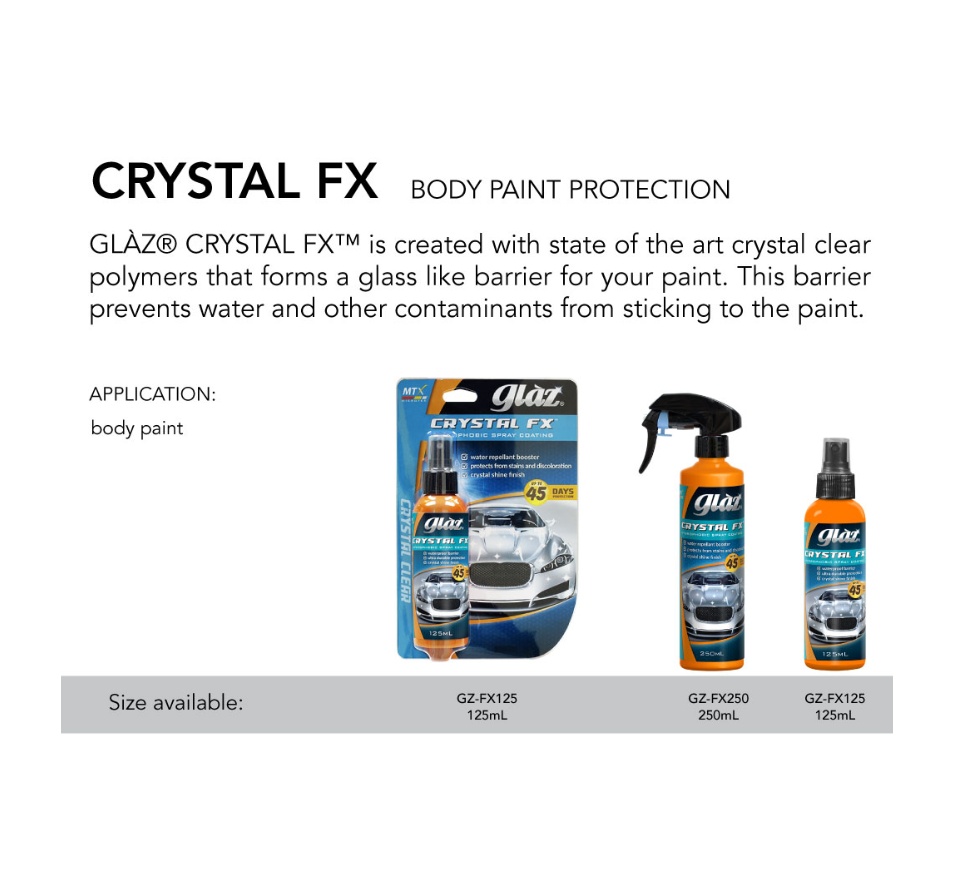 GLAZ CRYSTAL FX Hydrophobic Spray Coating Melaka, Malaysia Supplier,  Suppliers, Supply, Supplies