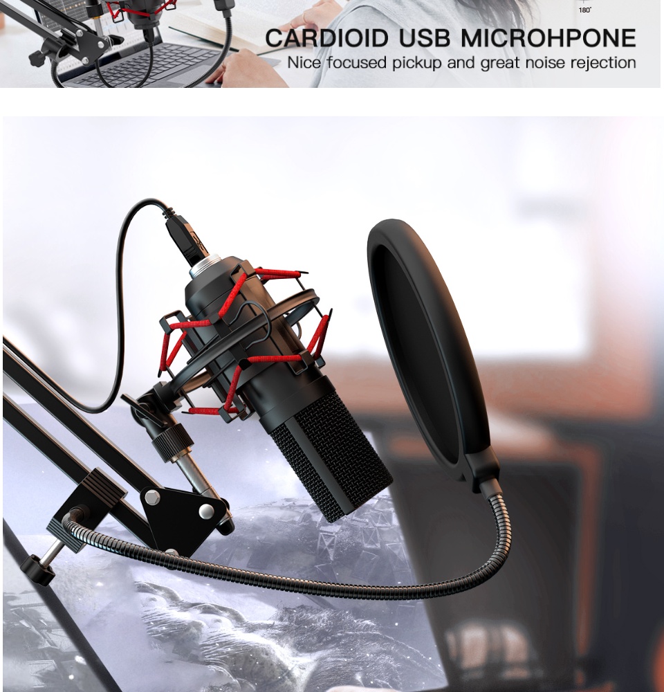 FIFINE USB Gaming Microphone Set with Flexible Arm Stand Pop Filter  Plug&Play with PC Laptop Computer Streaming Podcast Mic T732 - AliExpress